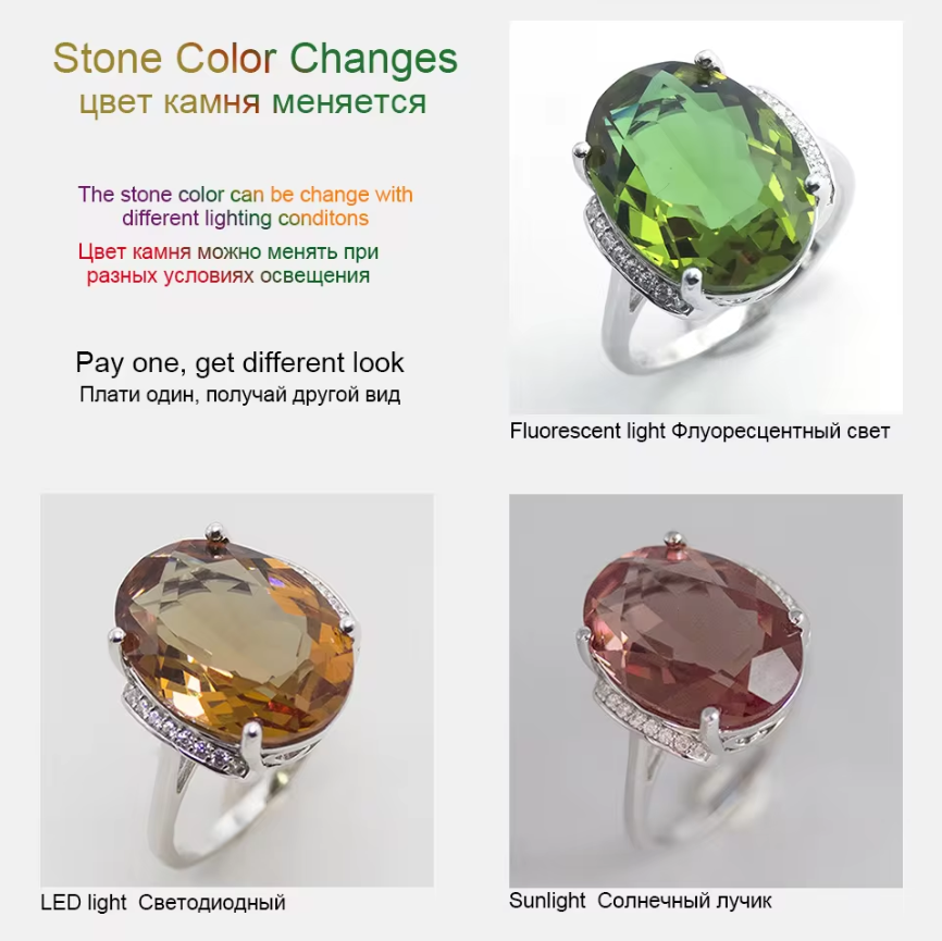 Jewelryhaven720 ™ Bolai 18*13mm Zultanite Color Changing Gemstone Ring is a great gift for women