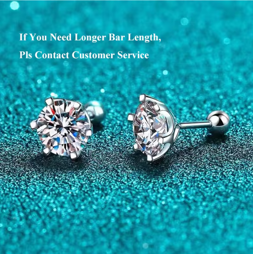 Jewelryhaven720™ Moissanite Stud Earrings 18k White Gold, Sterling Silver, Round Lab-Created Diamonds