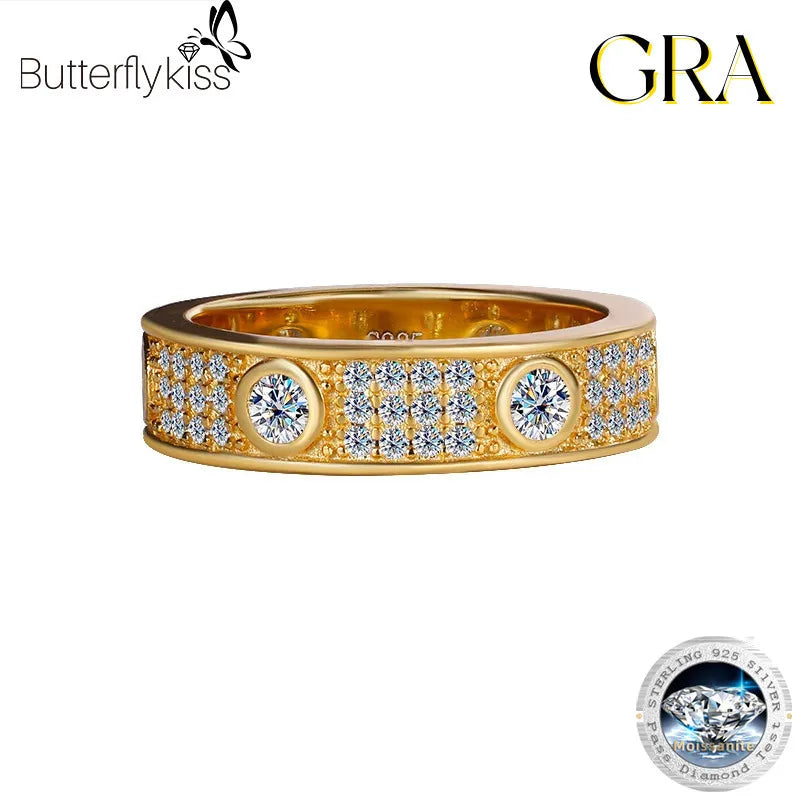 Jewelryhaven720™ D Color Full Moissanite Love Rings 925 Sterling Silver Original Quality Fashion Ring For Women Jewelry Lovers Gift