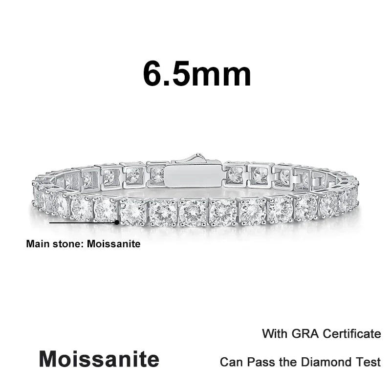 Jewerlyhaven720™ 3mm 4mm 5mm 6.5mm .925 Sterling Silver Moissanite Bracelet with Lab-Created Diamonds