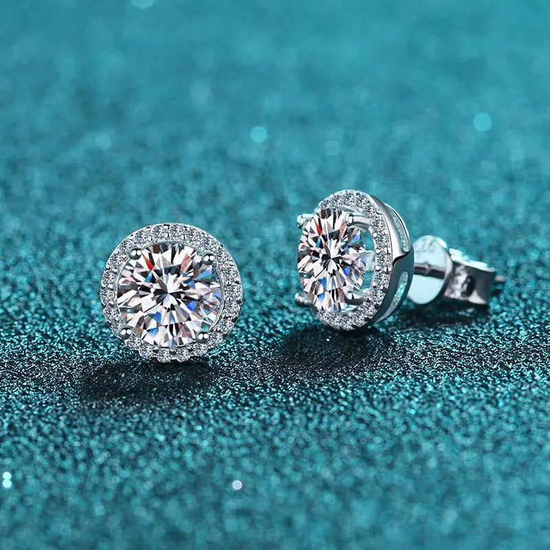 Jewelryhaven720™. 925 Sterling Silver Round Earrings with 1 Carat Moissanite. A Luxury Gift for Women.