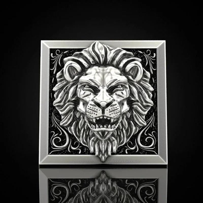 Jewelryhaven720™ A cross-border hot fashion retro domineering lion ring creative invisible storage box box holiday gift
