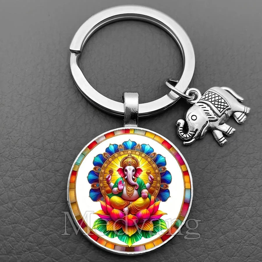 Jewelryhaven720™ THE PRICE FOR ALL PENDANTS IS THE SAME ! Ganesha Keychain Buddha keychain and key ring God Of Wealth Elephant glass key ring men and women bag decoration