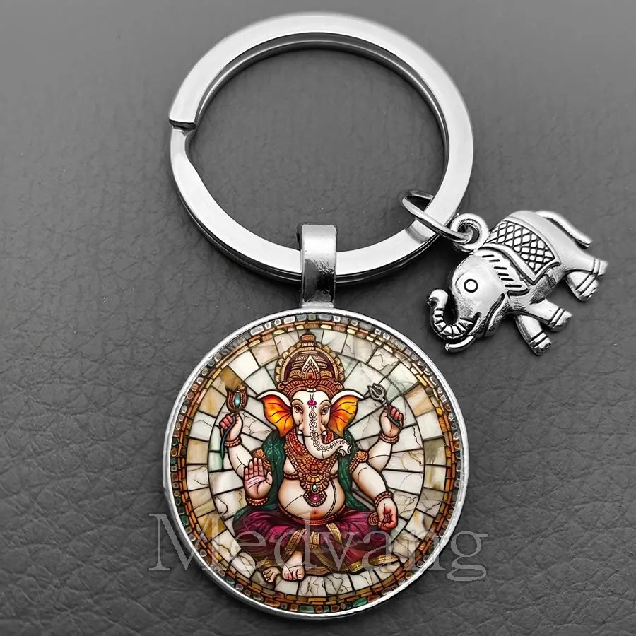 Jewelryhaven720™ THE PRICE FOR ALL PENDANTS IS THE SAME ! Ganesha Keychain Buddha keychain and key ring God Of Wealth Elephant glass key ring men and women bag decoration