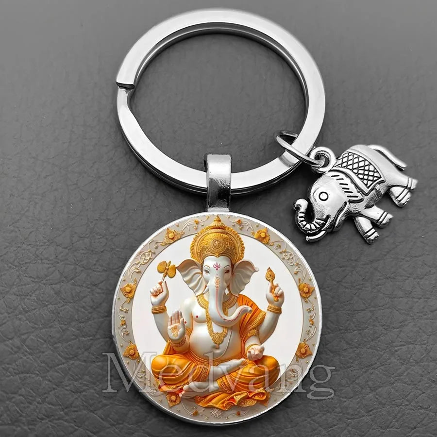 Jewelryhaven720™ THE PRICE FOR ALL PENDANTS IS THE SAME ! Ganesha Keychain Buddha keychain and key ring God Of Wealth Elephant glass key ring men and women bag decoration
