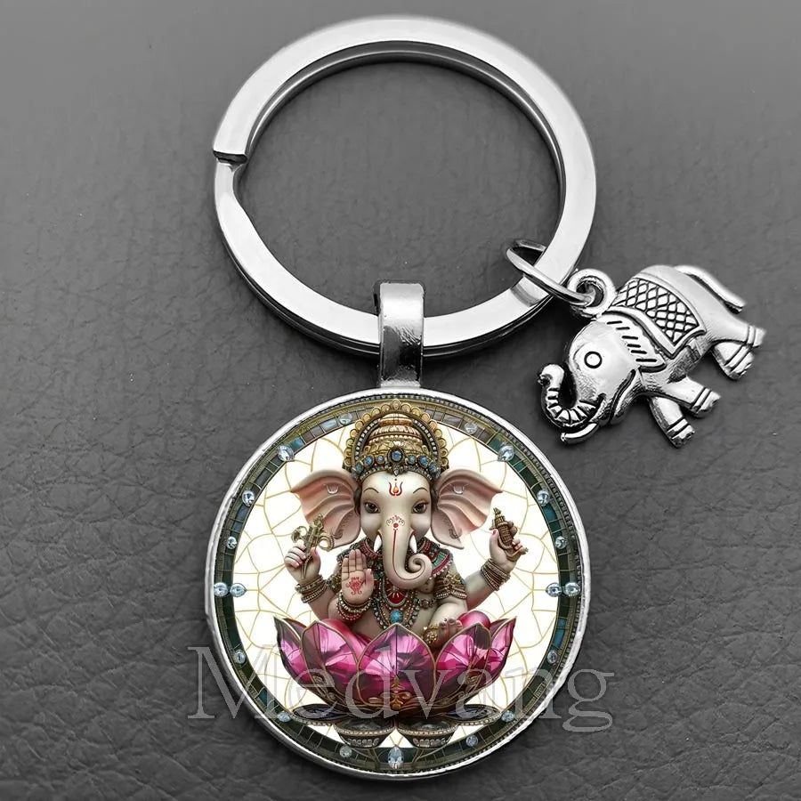 Jewelryhaven720™ THE PRICE FOR ALL PENDANTS IS THE SAME ! Ganesha Keychain Buddha keychain and key ring God Of Wealth Elephant glass key ring men and women bag decoration