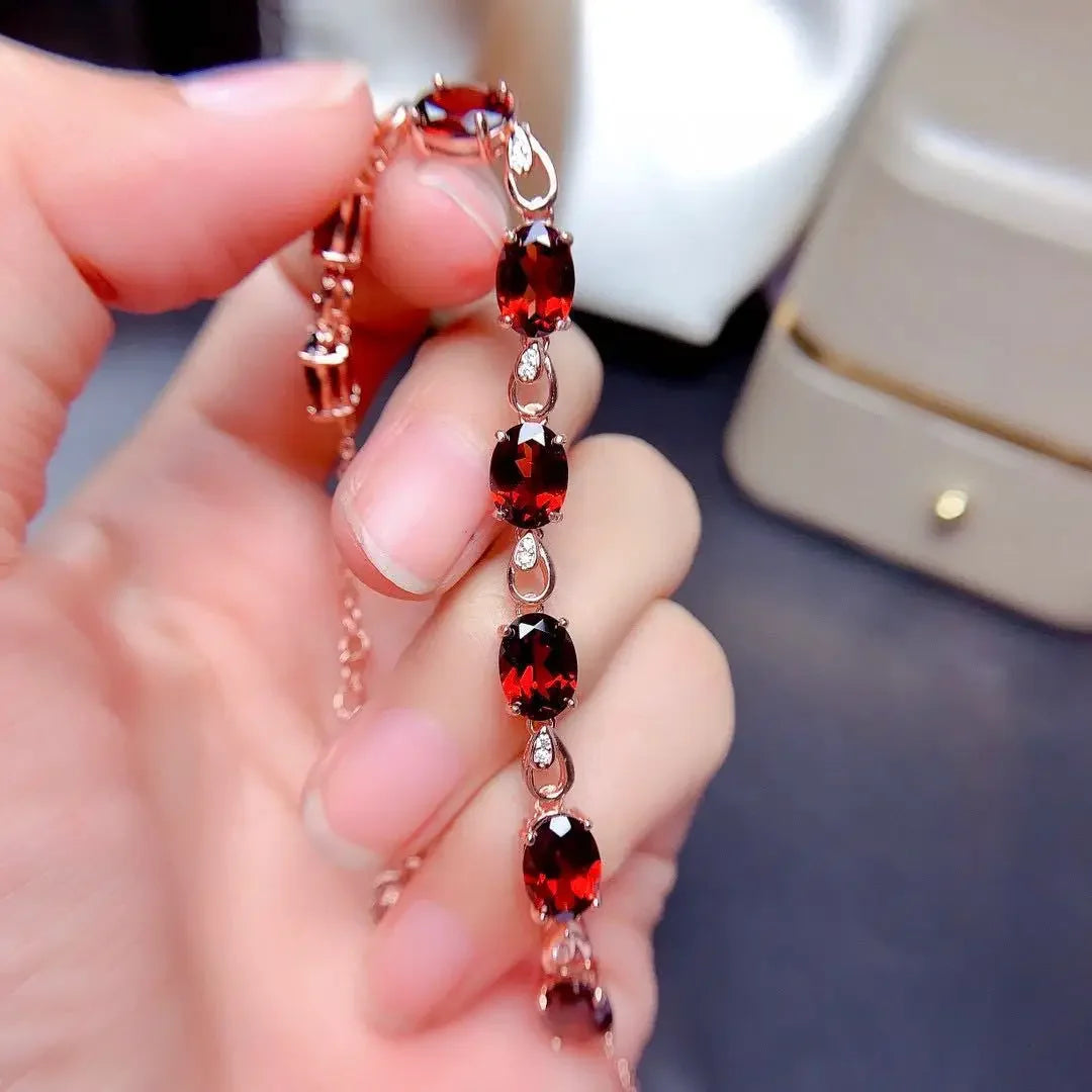 Jewelryhaven720™ Original Bracelet, 18K Rose Gold Plated. Ruby Stone. Women's Bracelet for Party, Celebrations