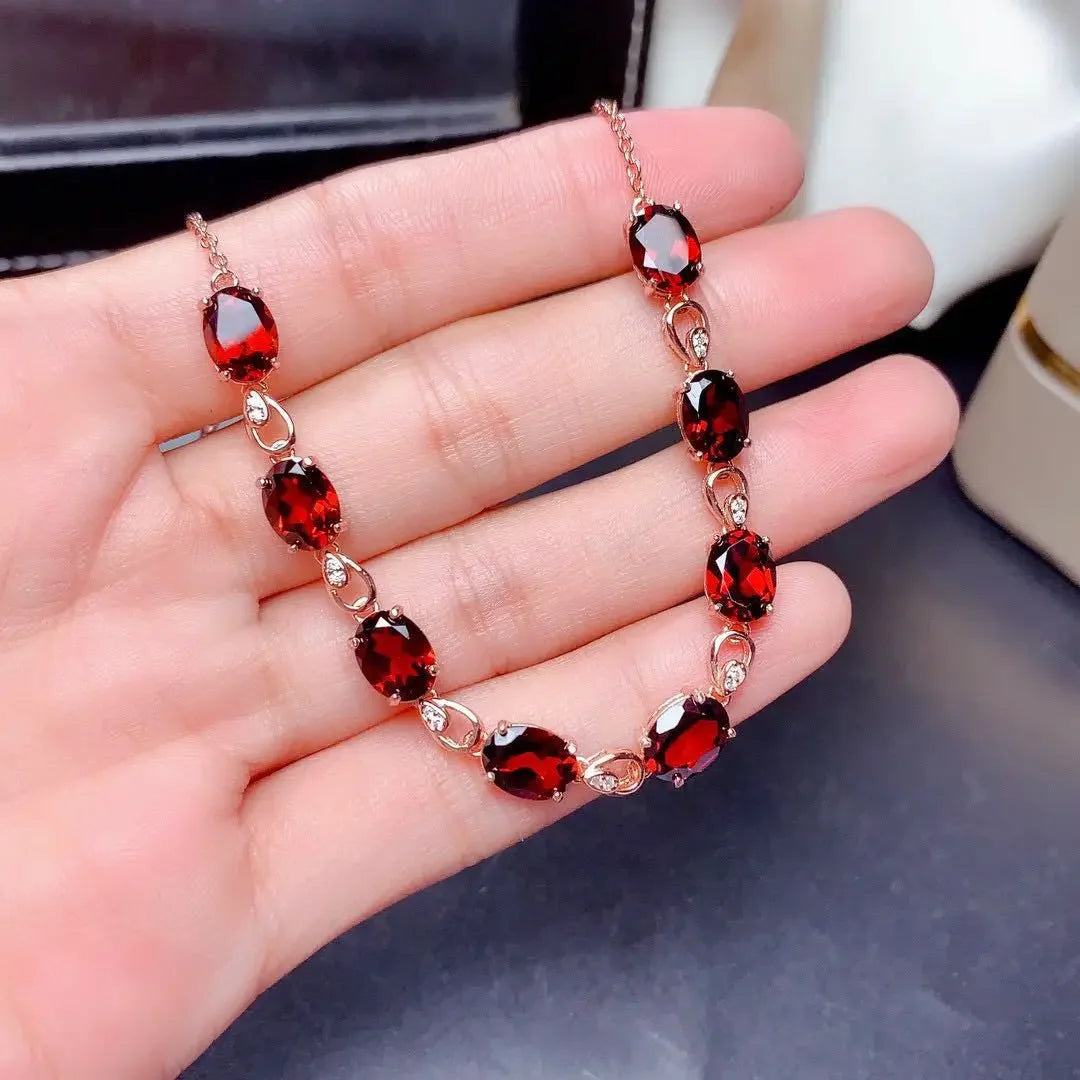 Jewelryhaven720™ Original Bracelet, 18K Rose Gold Plated. Ruby Stone. Women's Bracelet for Party, Celebrations