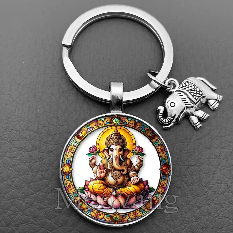 Jewelryhaven720™ THE PRICE FOR ALL PENDANTS IS THE SAME ! Ganesha Keychain Buddha keychain and key ring God Of Wealth Elephant glass key ring men and women bag decoration