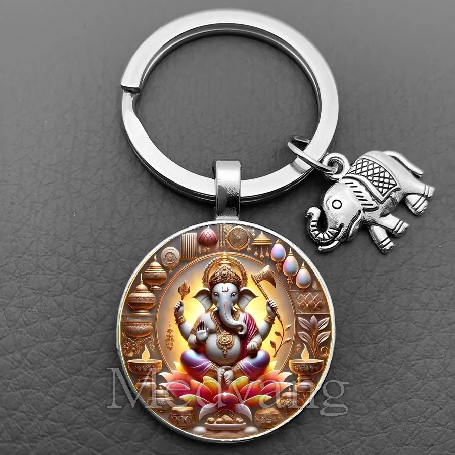 Jewelryhaven720™ THE PRICE FOR ALL PENDANTS IS THE SAME ! Ganesha Keychain Buddha keychain and key ring God Of Wealth Elephant glass key ring men and women bag decoration