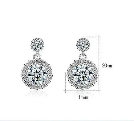 Jewelryhaven720™ 1ct Moissanite Earrings for Women S925 Sterling Silver 18k White Gold Plated Diamond Halo Drop Earring Gifts