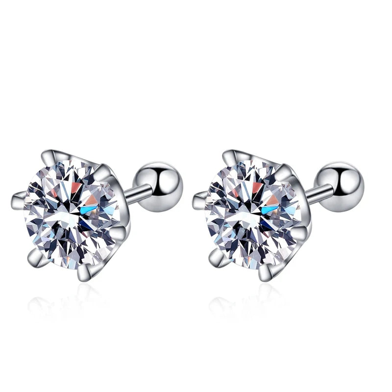 Jewelryhaven720™ Moissanite Stud Earrings 18k White Gold, Sterling Silver, Round Lab-Created Diamonds