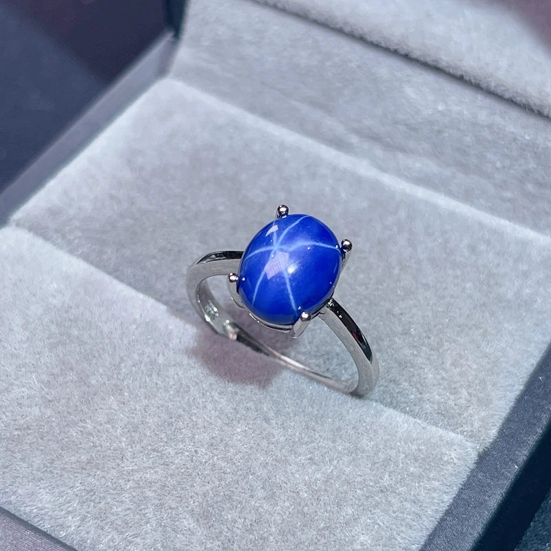 Jewelryhaven720™ 925 Sterling Silver Star Shaped Sapphire Jewelry. Party Anniversary Jewelry Gift.