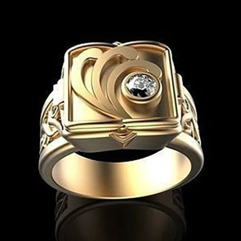 Jewelryhaven720™ Fashion Personality Boxed Clamshell Ring Unique Luxury Retro Men And Women Coffin Ring Fashion Alloy Jewelry Gift Ring Accessori