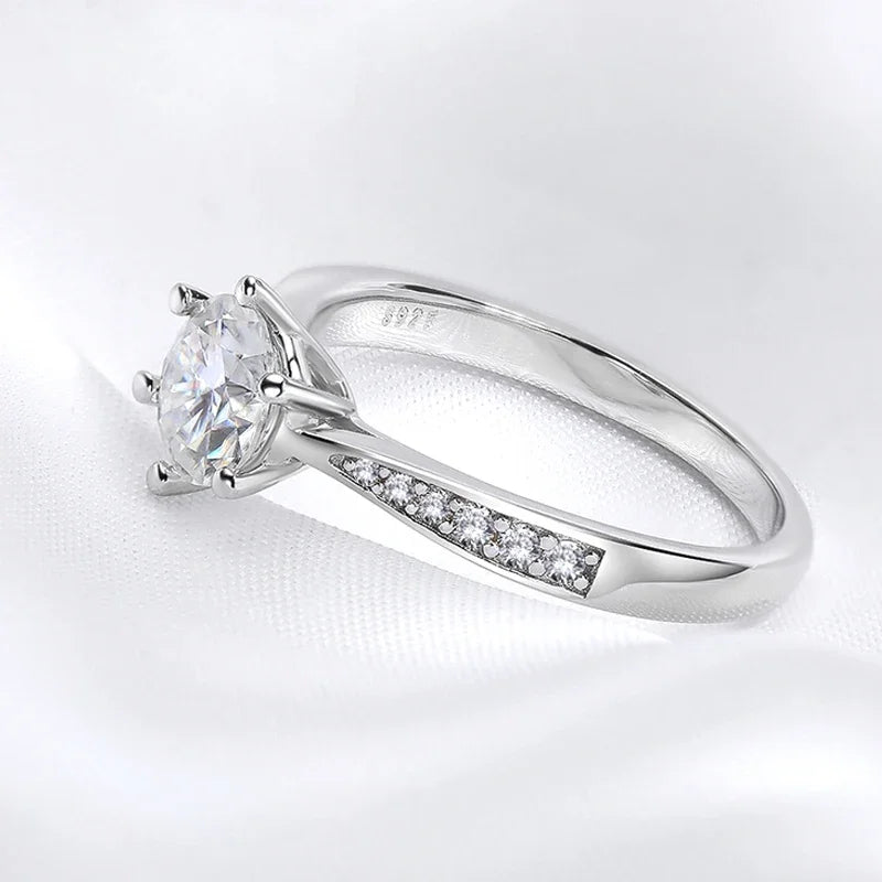 Jewelryhaven720™ 0.5 - 3ct Moissanite .Women's Sterling Silver Round Solitaire Diamond Ring Gift