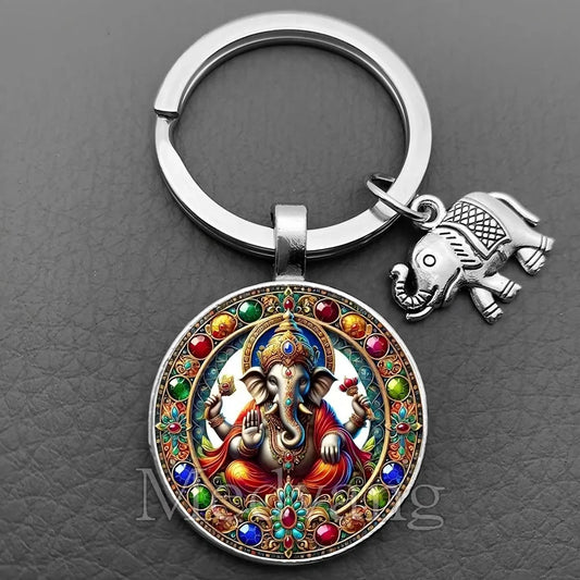Jewelryhaven720™  THE PRICE FOR ALL PENDANTS IS THE SAME ! Ganesha Keychain Buddha keychain and key ring God Of Wealth Elephant glass key ring men and women bag decoration