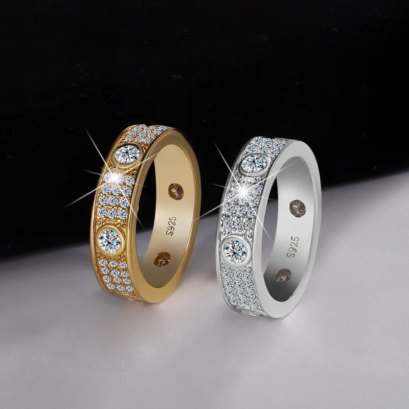 Jewelryhaven720™  D Color Full Moissanite Love Rings 925 Sterling Silver Original Quality Fashion Ring For Women Jewelry Lovers Gift