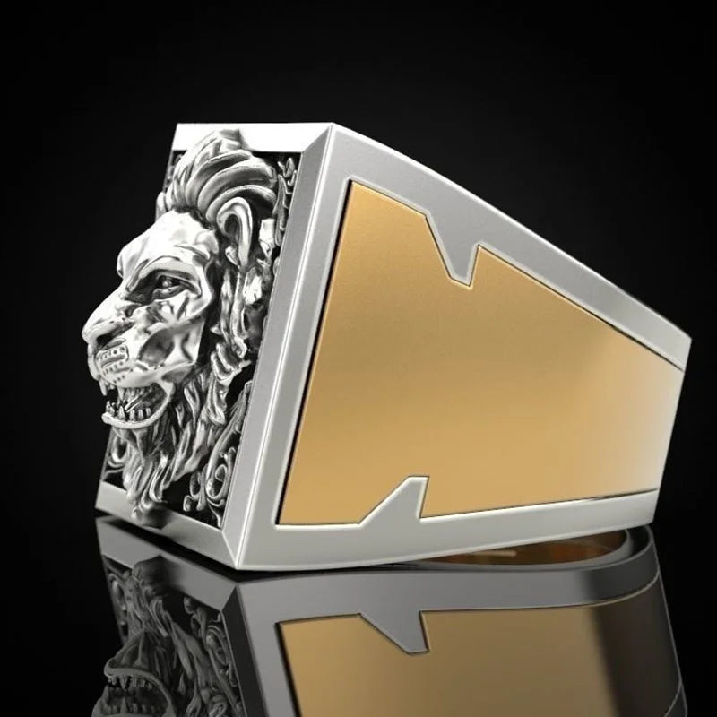 Jewelryhaven720™ A cross-border hot fashion retro domineering lion ring creative invisible storage box box holiday gift