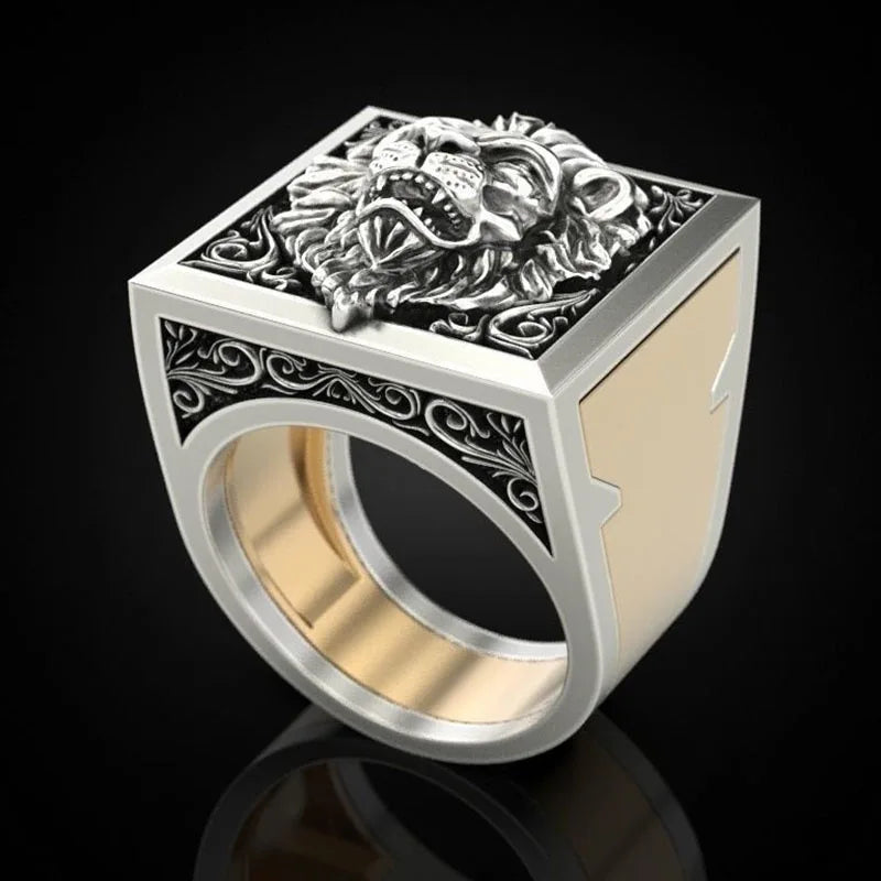 Jewelryhaven720™ A cross-border hot fashion retro domineering lion ring creative invisible storage box box holiday gift