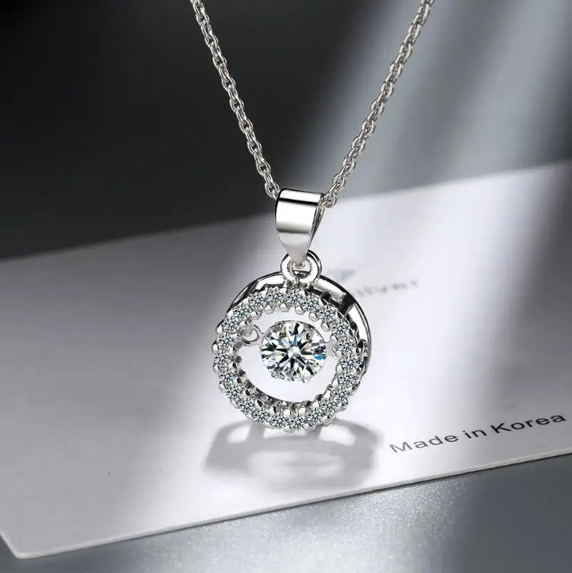 Jewelryhaven720™ Moissanite Necklace Halo Pendant 0.5ct 925 Sterling Silver D VVS1 Lab Diamond Necklace Colar