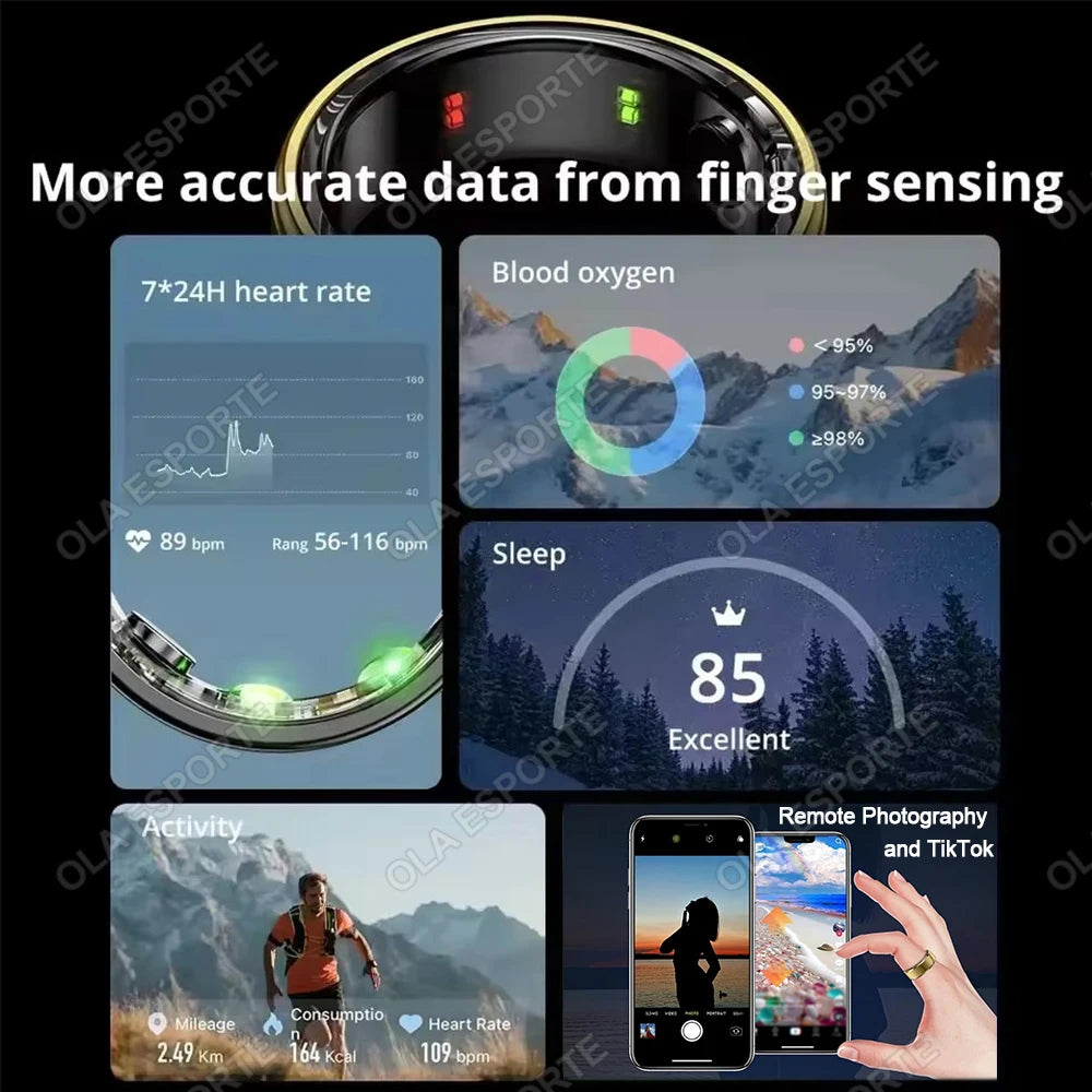 Jewelryhaven720™ 2025 Smart Ring Blood Pressure Heart Rate Sleep Monitoring Smartring IP68 & 5ATM Waterproof Multi-sport Mode Smartring Man Women