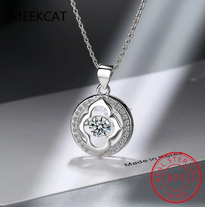 Jewelryhaven720™ Moissanite Necklace Halo Pendant 0.5ct 925 Sterling Silver D VVS1 Lab Diamond Necklace Colar