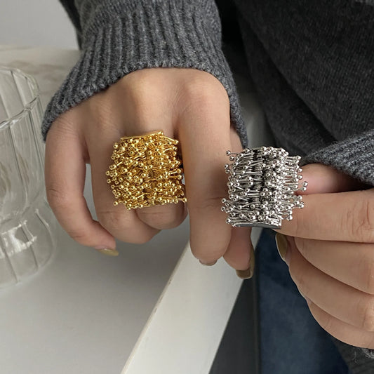 Jewelryhaven720™ Fashion Design Metal Texture Fringe Ring Suitable For Party