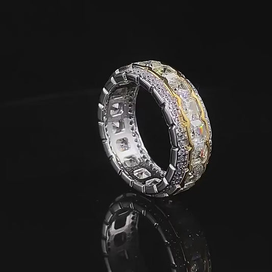 Jewelryhaven720™ Wong Rain 925 Sterling Silver Asscher Cut Lab Sapphire High Carbon Diamonds Gemstone Wedding Band Engagement Rings Fine Jewelry